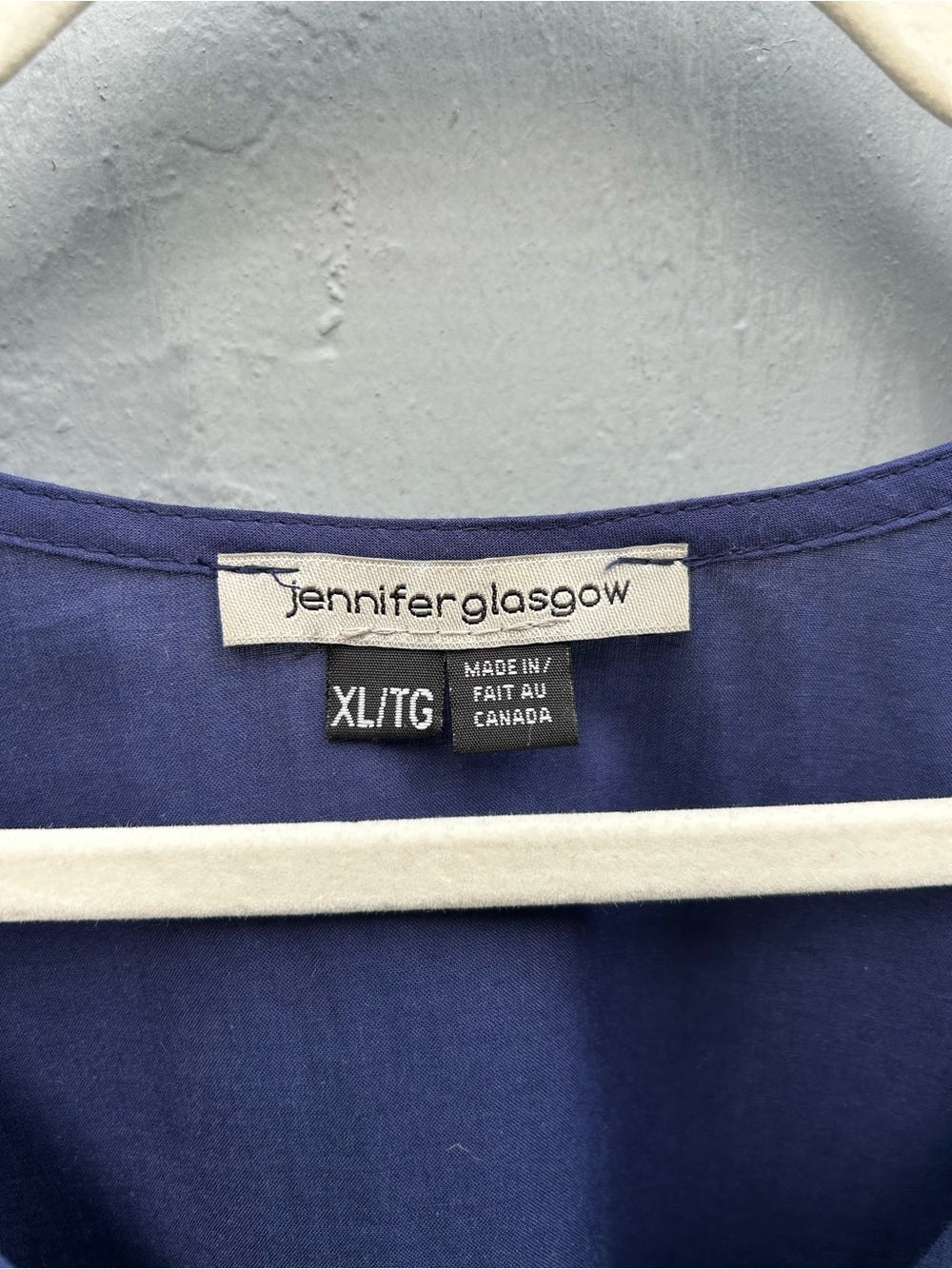 Jennifer Glasgow blue light cotton Samson blouse, size XL
