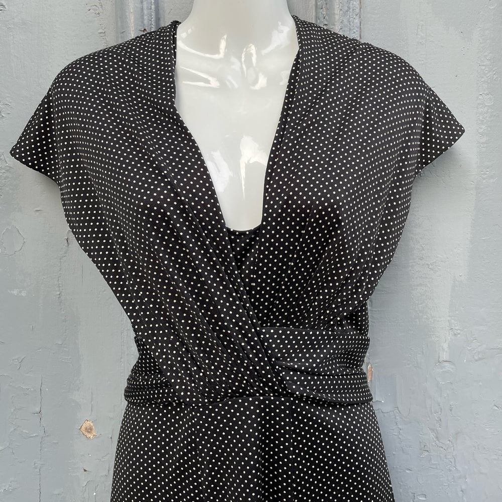 Issa London Wrap Front Silk Jersey Polka Dot Dress, size 8