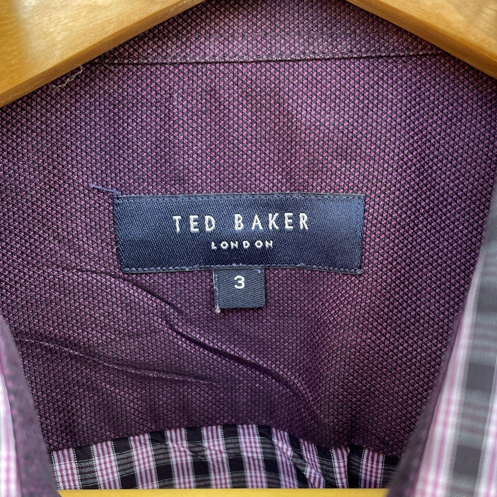 Ted Baker “Galsfod” purple plaid buttondown, size Ted 3 (medium)