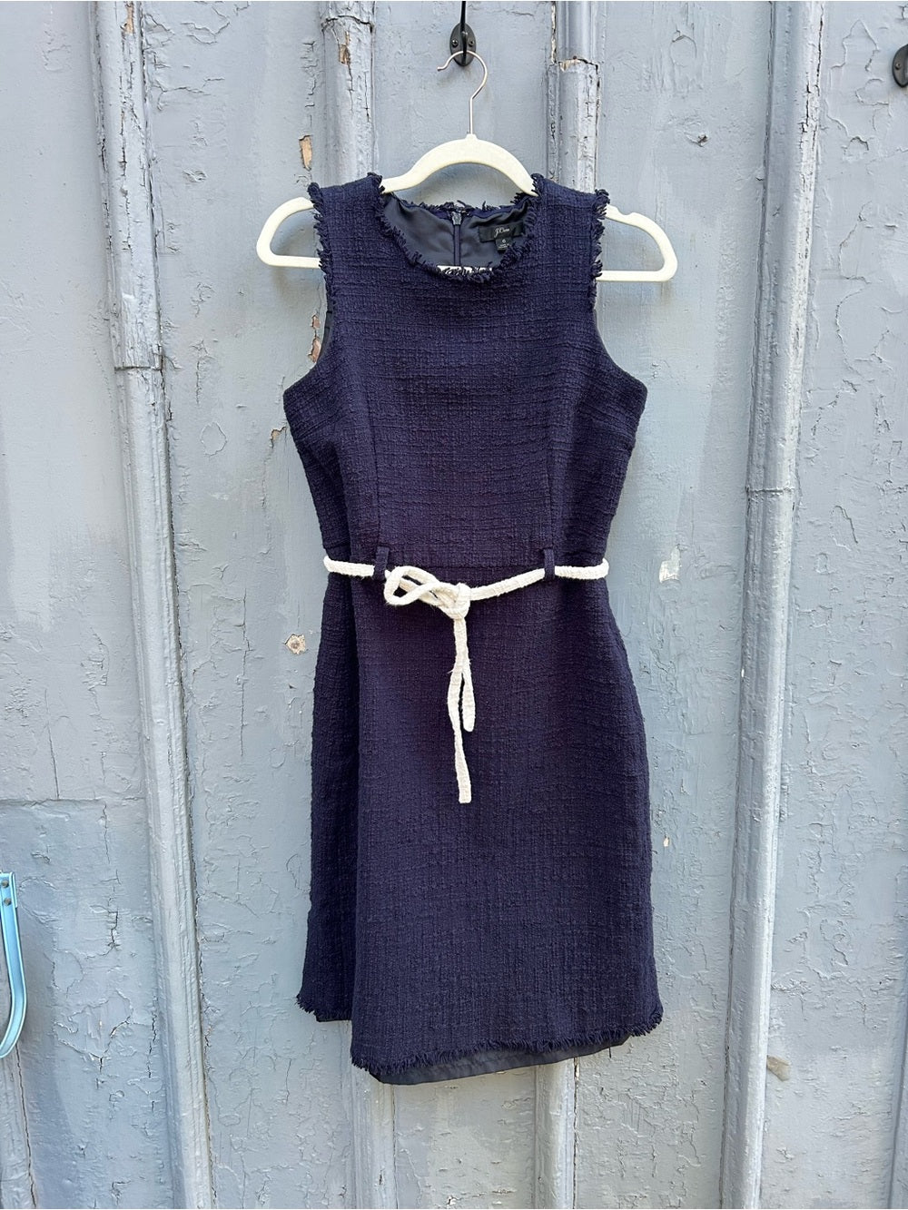 J Crew Navy belted Tweed Shift Dress, size 6