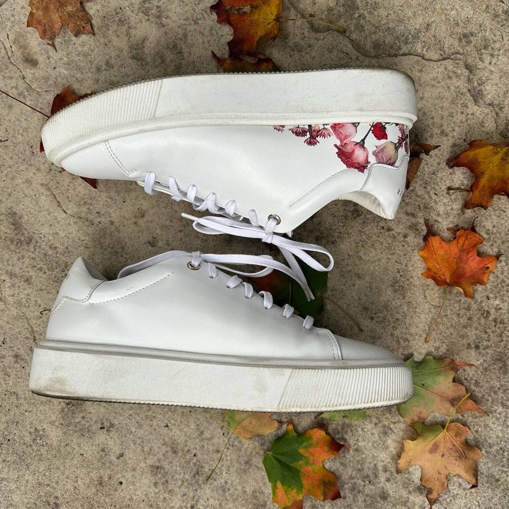 Ted Baker Floral Printed Platform Trainer Sneakers, size 9.5