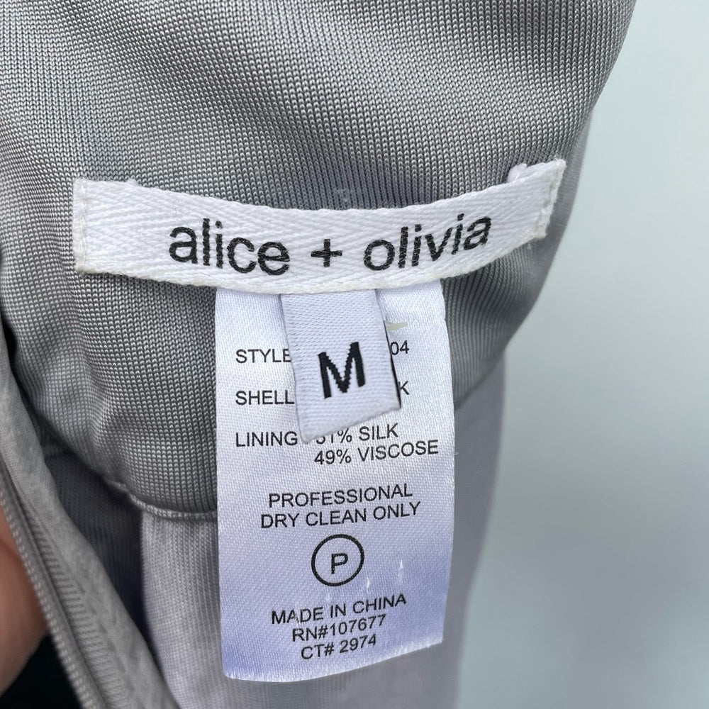 Alice + Olivia Grey Silk Chiffon Dress, size M