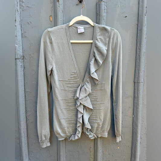 Red Valentino blue ruffle front sweater, size approx Small