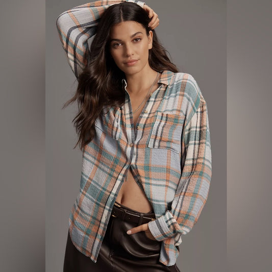 Anthropologie The Hadley Relaxed Buttondown Shirt by Pilcro: Plaid Edition, M