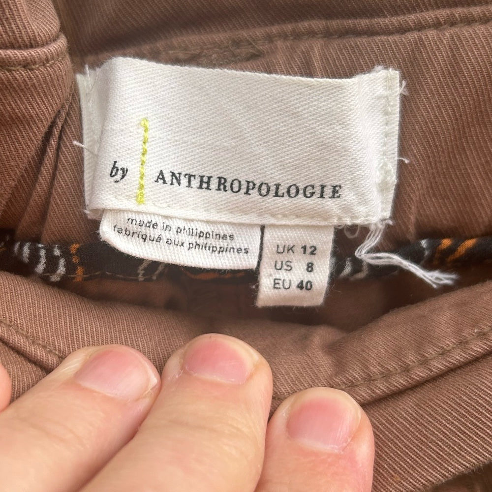 By Anthropologie Ellie Embroidered Utility Pants, size 8
