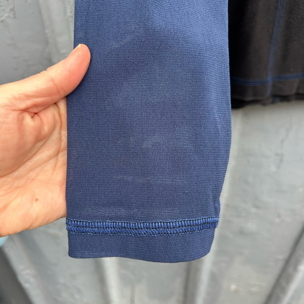 IF (individually Fashioned Toronto)Blue Black long sleeve “bustier”tee, size XL