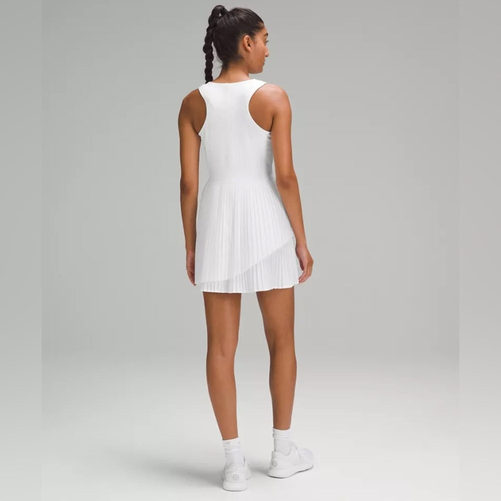 Lululemon Tiered Pleats Tennis Dress In White, size 10