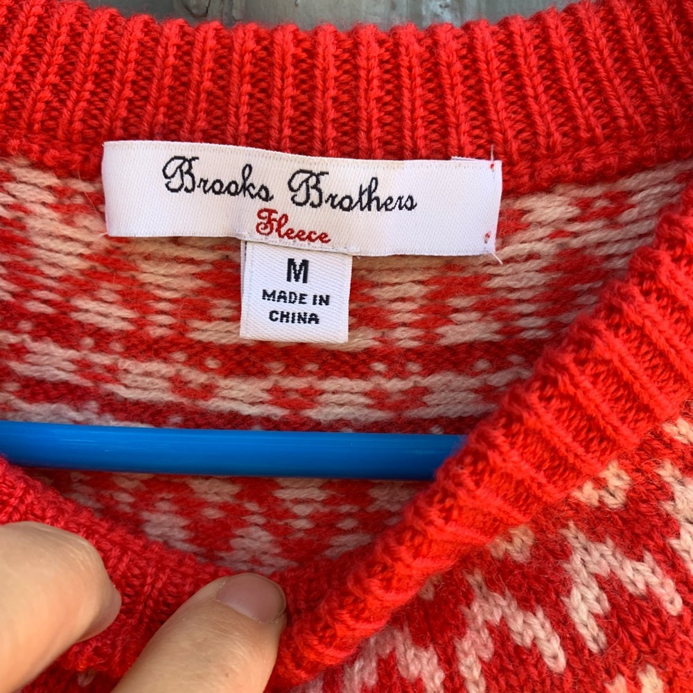 Brooks Brothers red merino fair isle yoke sweater, size Children’s Age 10