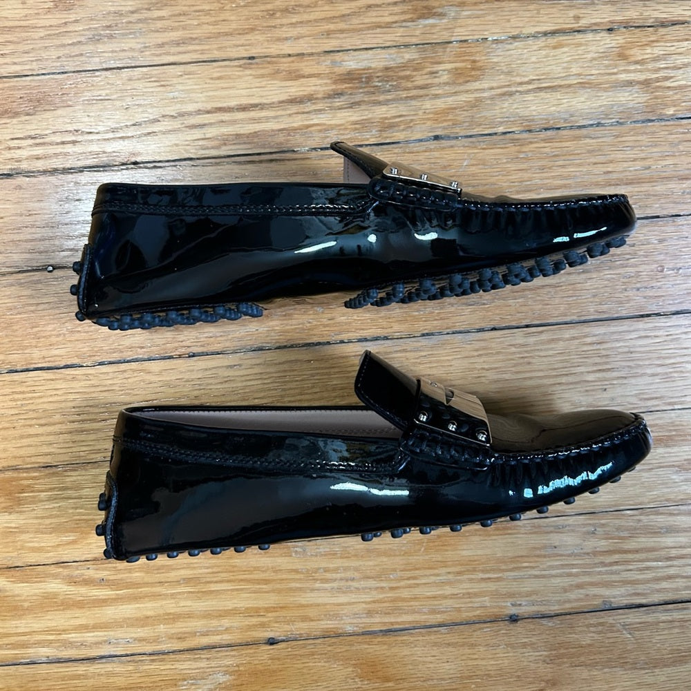 TOD’S Gommino black patent leather loafers, BNWOB, size 37.5