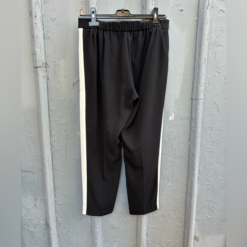 Aritzia Babaton Conan Pant in Black with White Tuxedo Stripe, size 8
