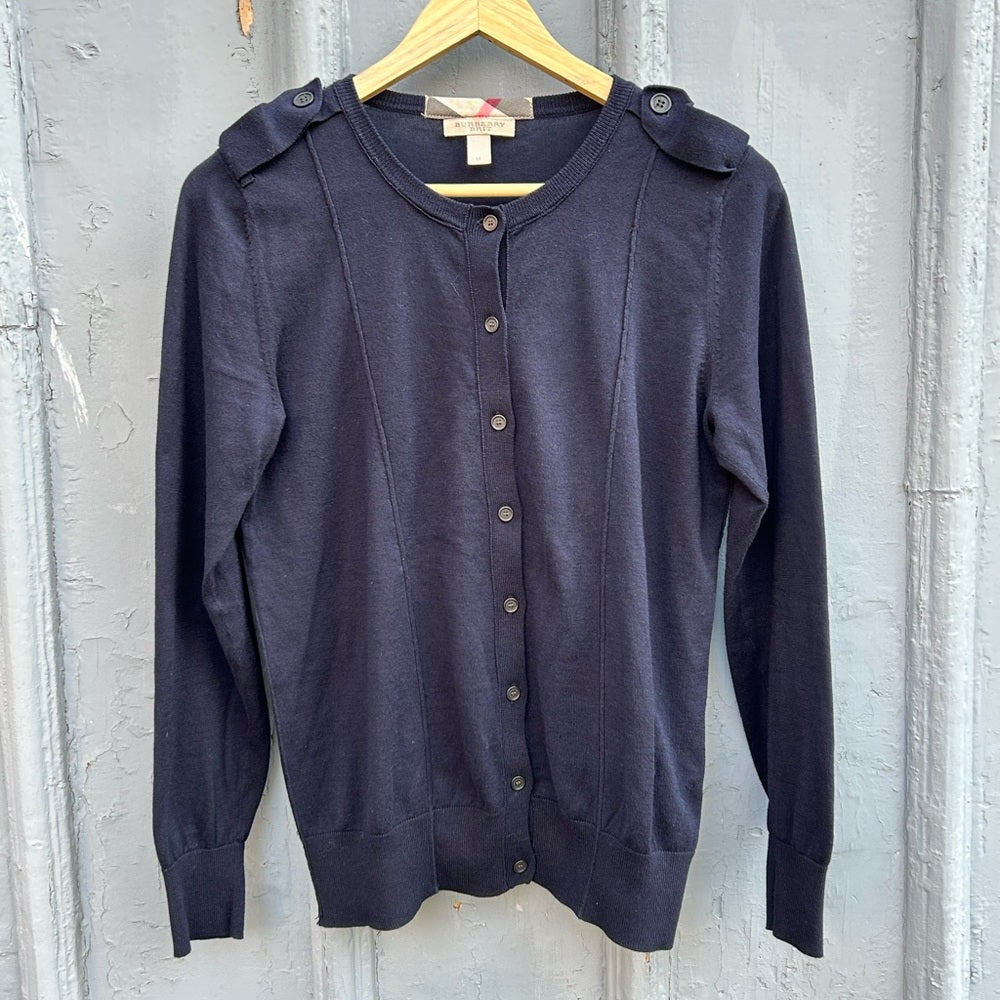 Burberry Navy Cotton Cardigan, size M