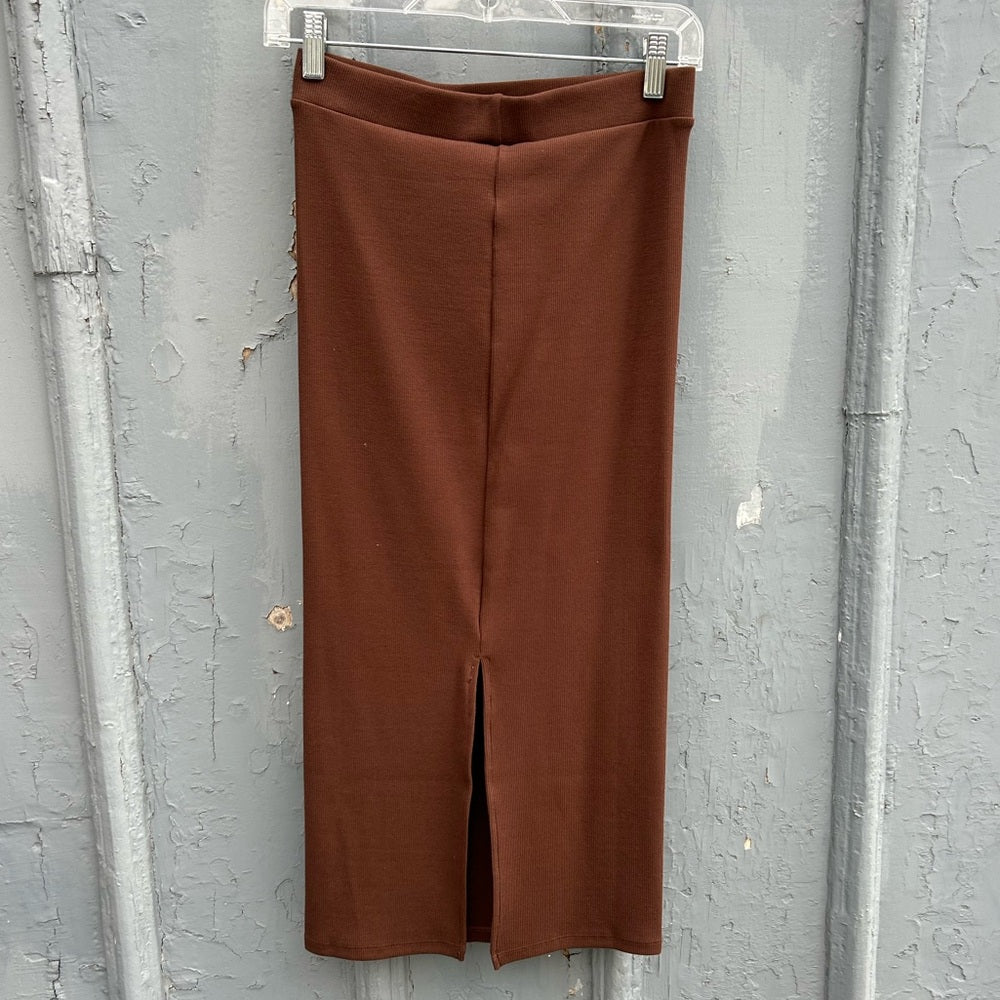 Knix Brown SculptRib Cotton Midi Pencil Skirt, BNWT, size M