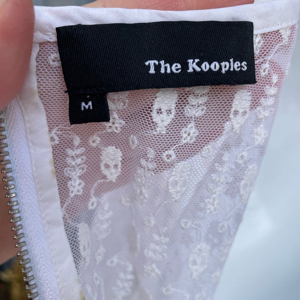 The Kooples Silk Embroidered Skulls Blouse, size M
