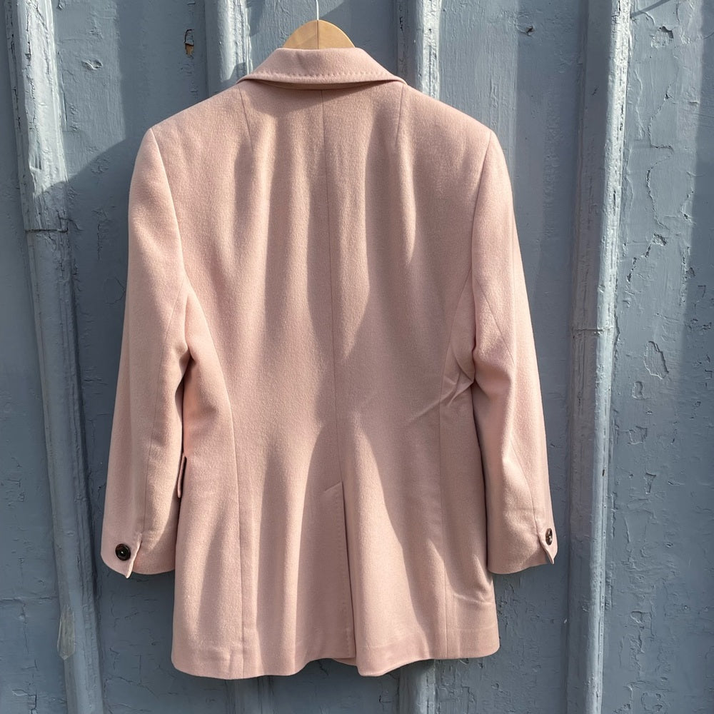Akris 100% cashmere blush pink riding blazer, size 6