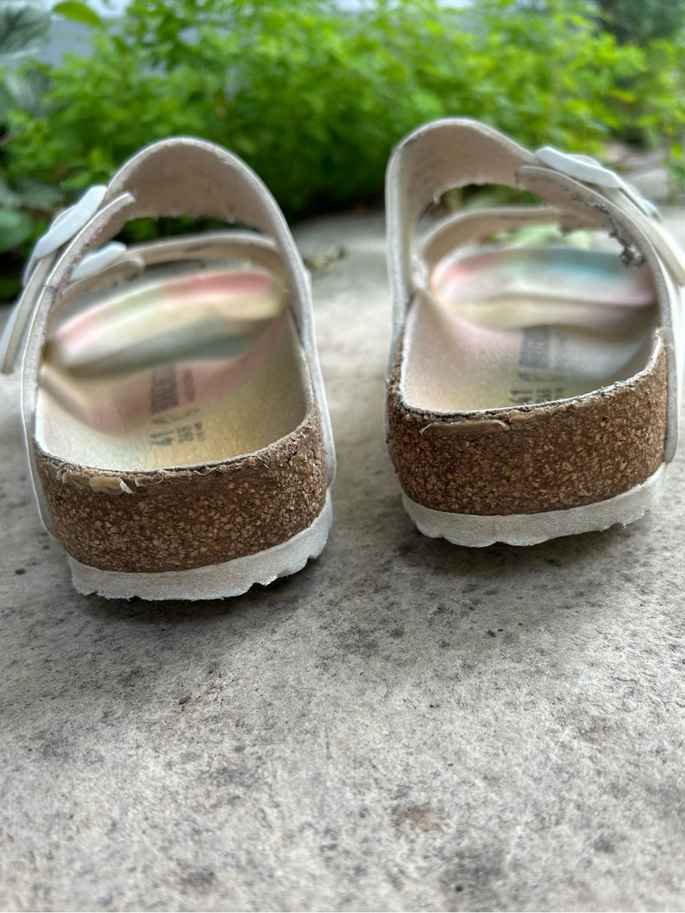 Birkenstock White Arizona Slides, size 41