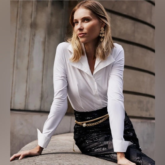 Anne Fontaine Alison Double collared white shirt, size 40 (US 6/8)