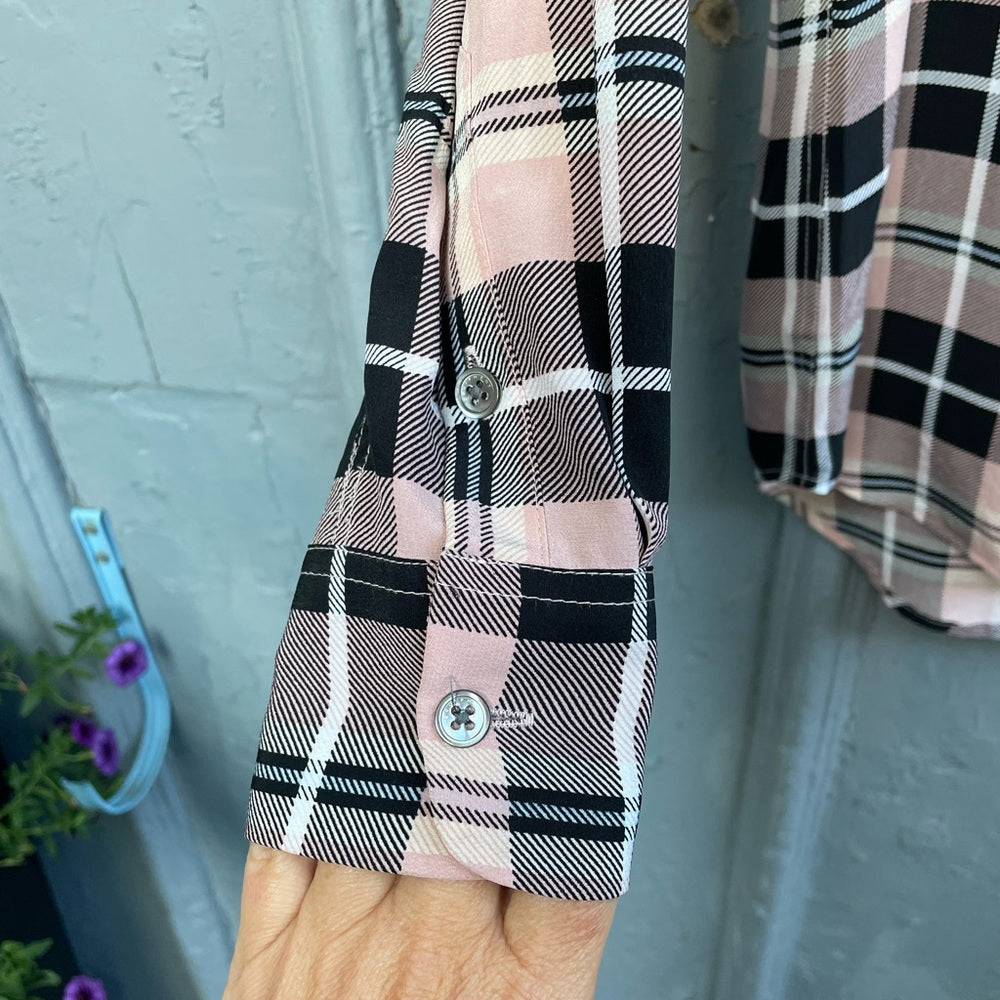 Equipment Femme Reese Plaid Silk Blouse, size XS (fits larger)