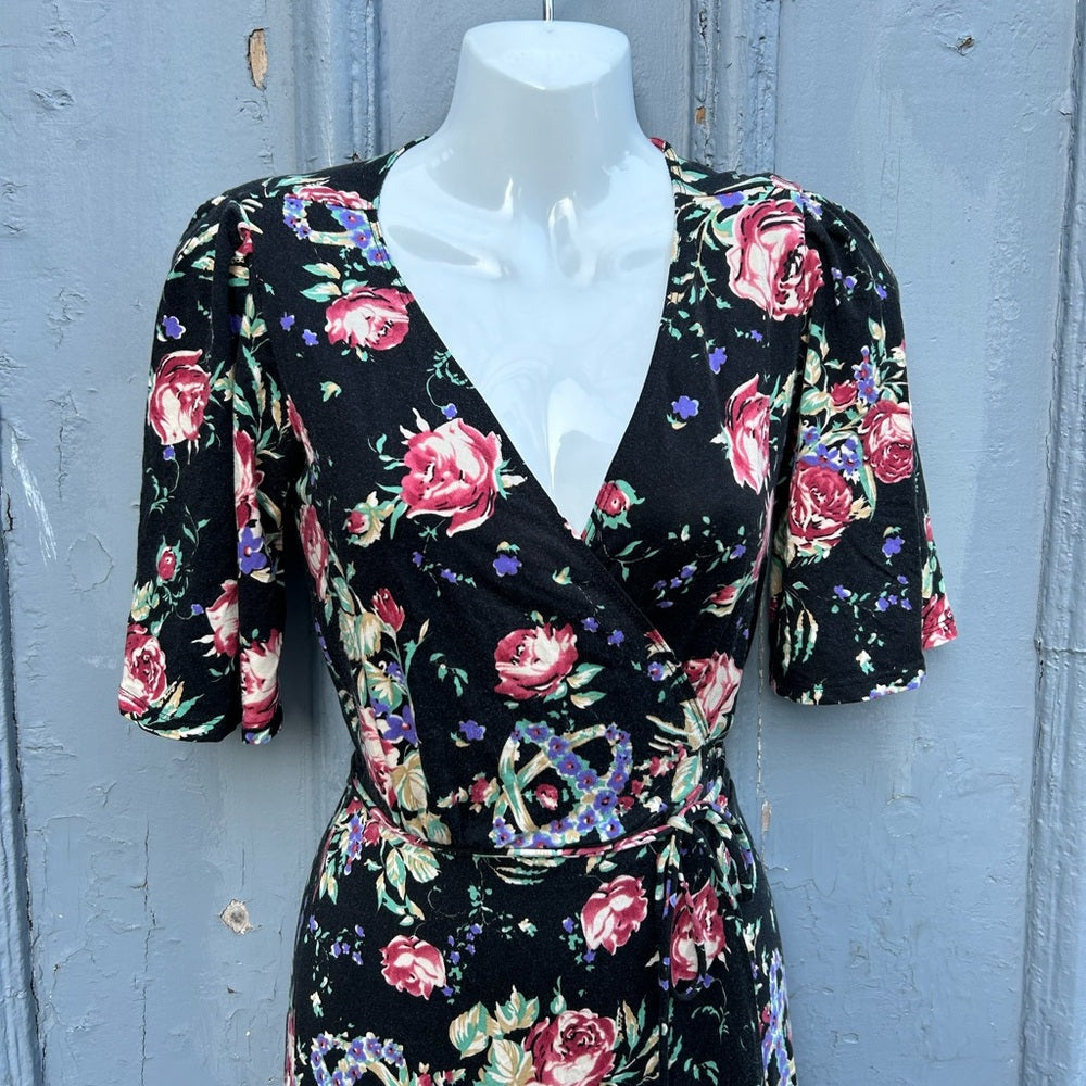 Reformation Laurel Bloom floral midi wrap dress, size XS