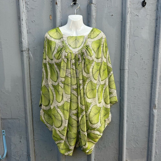 Mara Hoffman green botanical leaf print silk blouse, size Xs (fits larger)