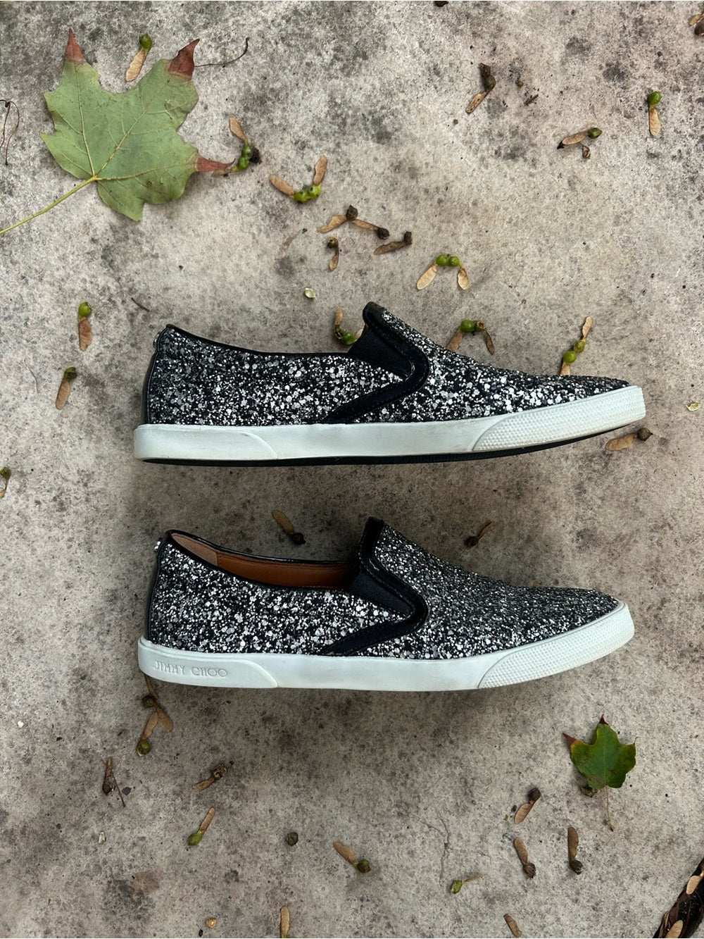 Jimmy Choo Sparkle Demi Skate Sneakers, size 38.5 (7.5)