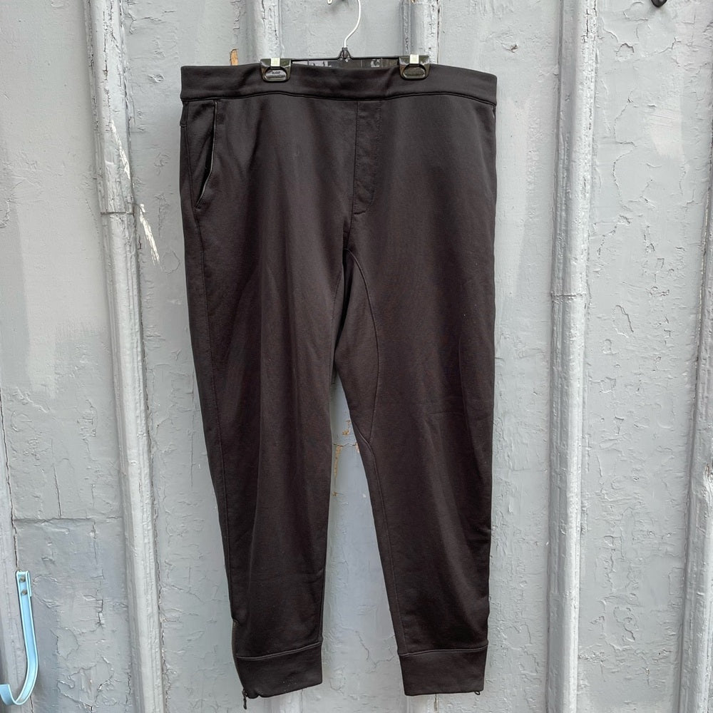 John Varvatos Black Leather trimmed Jogger Pants, size XXL