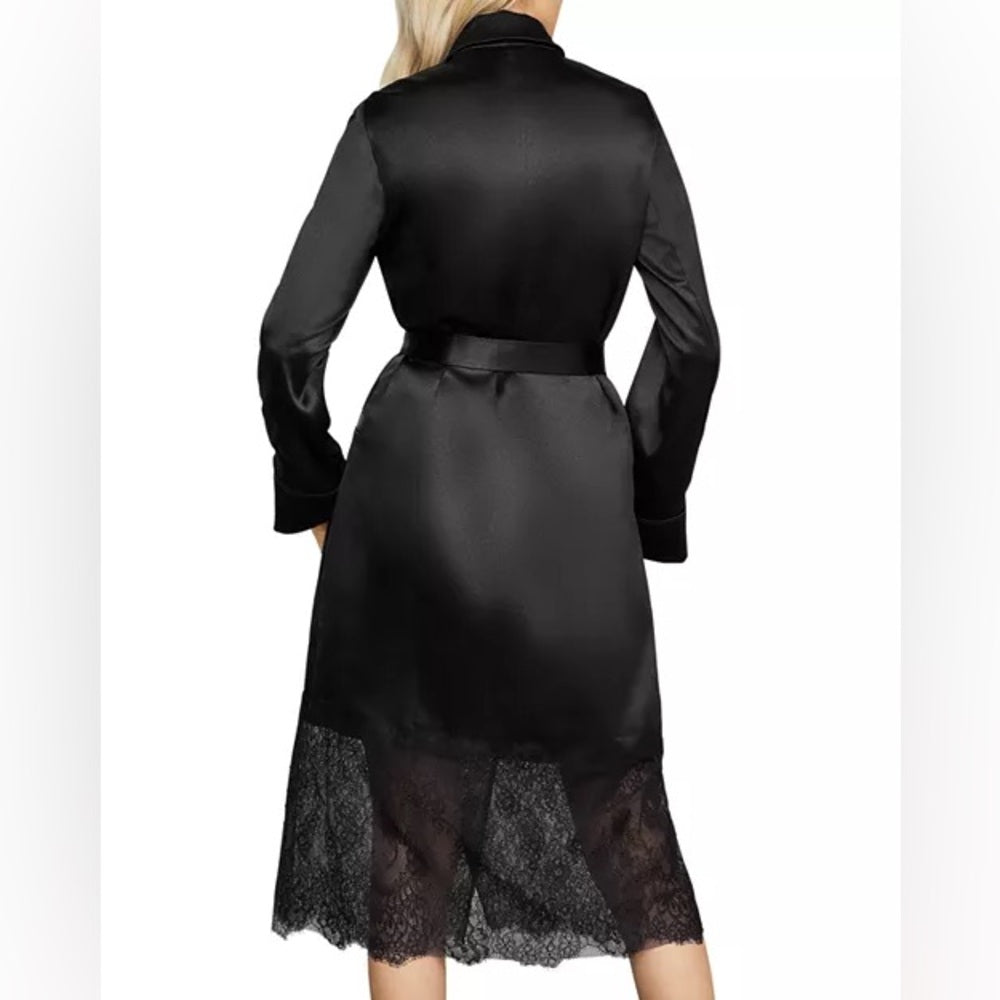 BCBGMaxAzria Lace-Trim Satin Trench Coat, BNWT, size Small