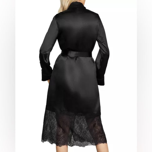 BCBGMaxAzria Lace-Trim Satin Trench Coat, BNWT, size Small