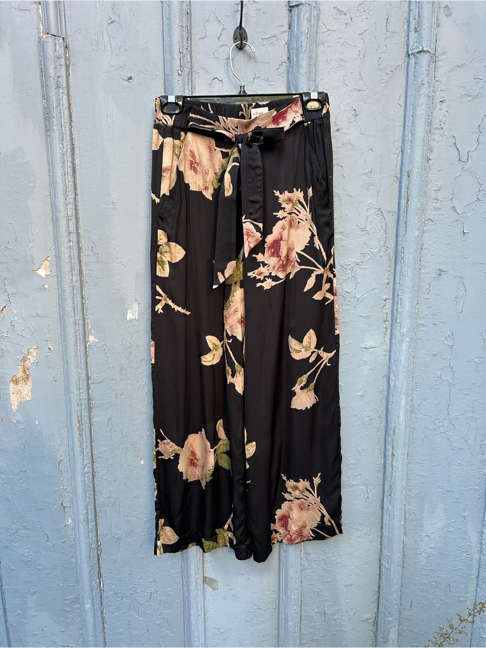 Wilfred Black Floral Tie Waist Pant, size Small