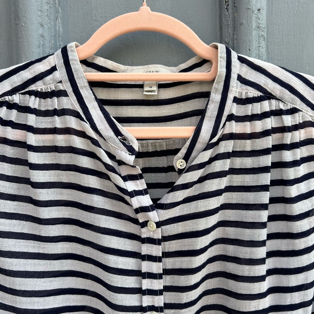 J Crew navy/ white sleeveless striped top, size 12