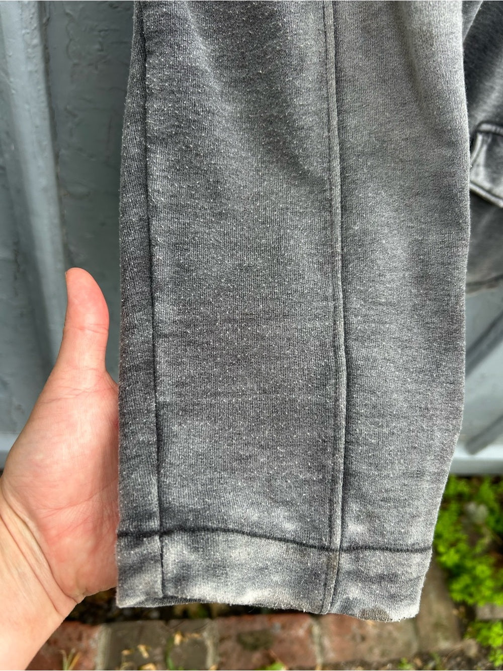 John Varvatos Grey distressed button up jersey jacket, size XXL