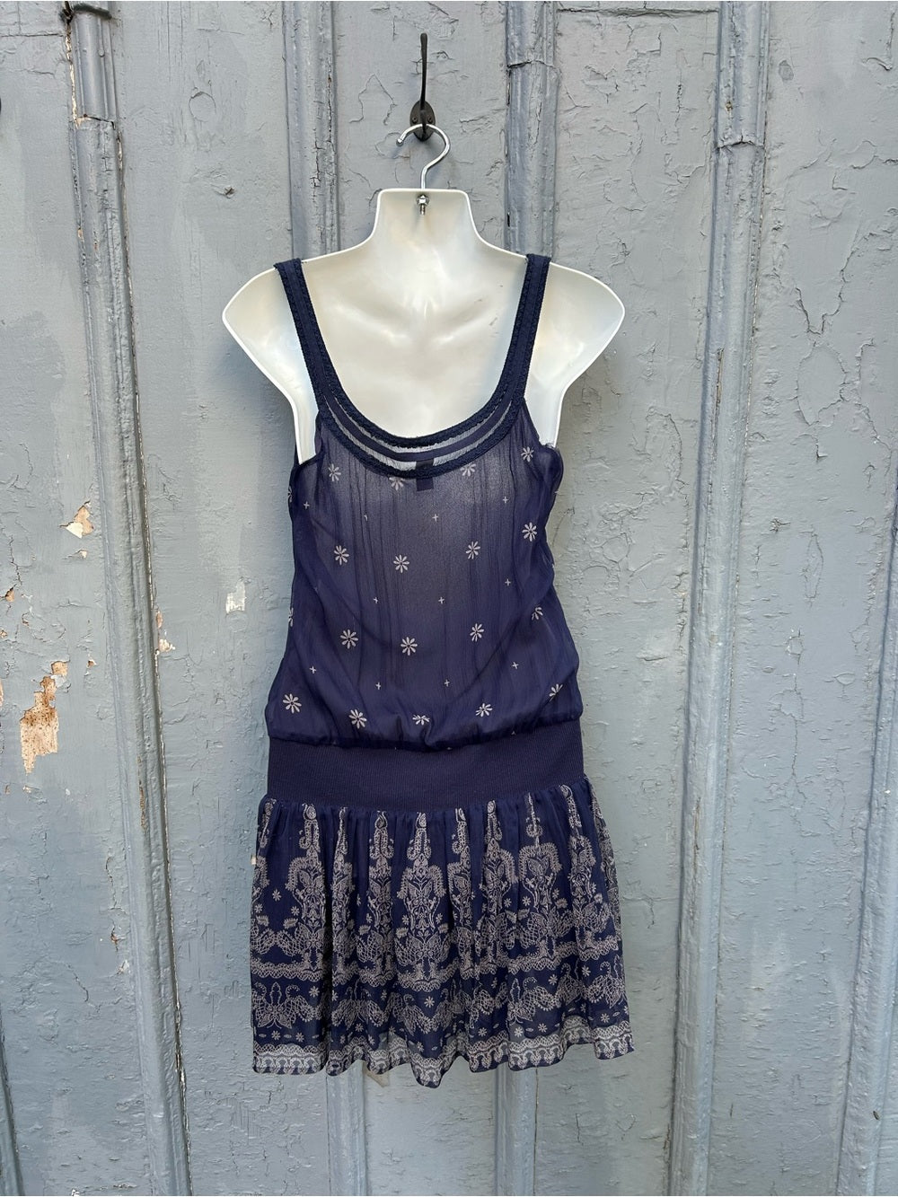 Free People Silk Navy Tulle mini dresss, size 4
