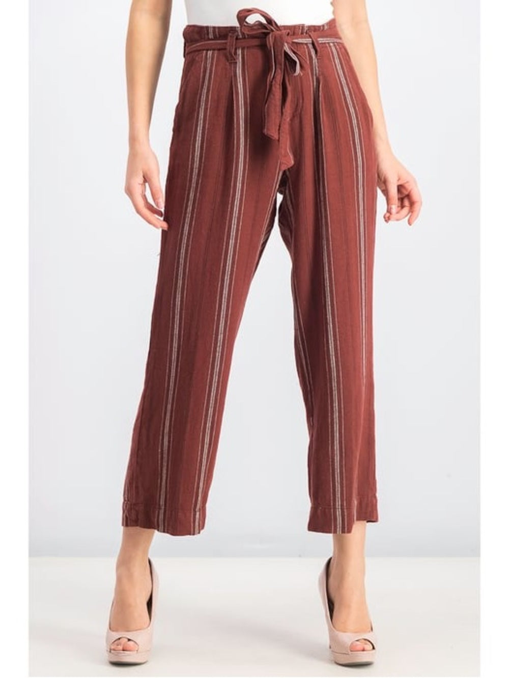 Sanctuary linen blend merlot striped pants, size 29