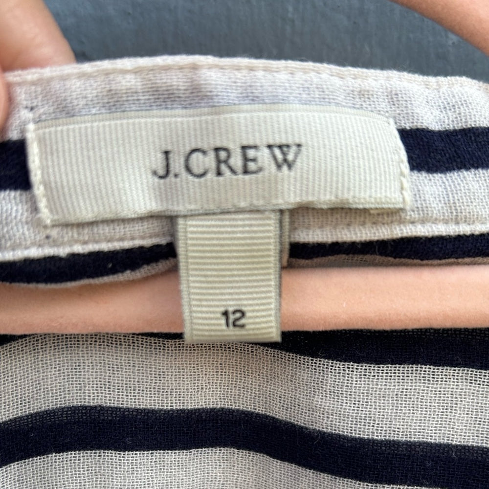 J Crew navy/ white sleeveless striped top, size 12