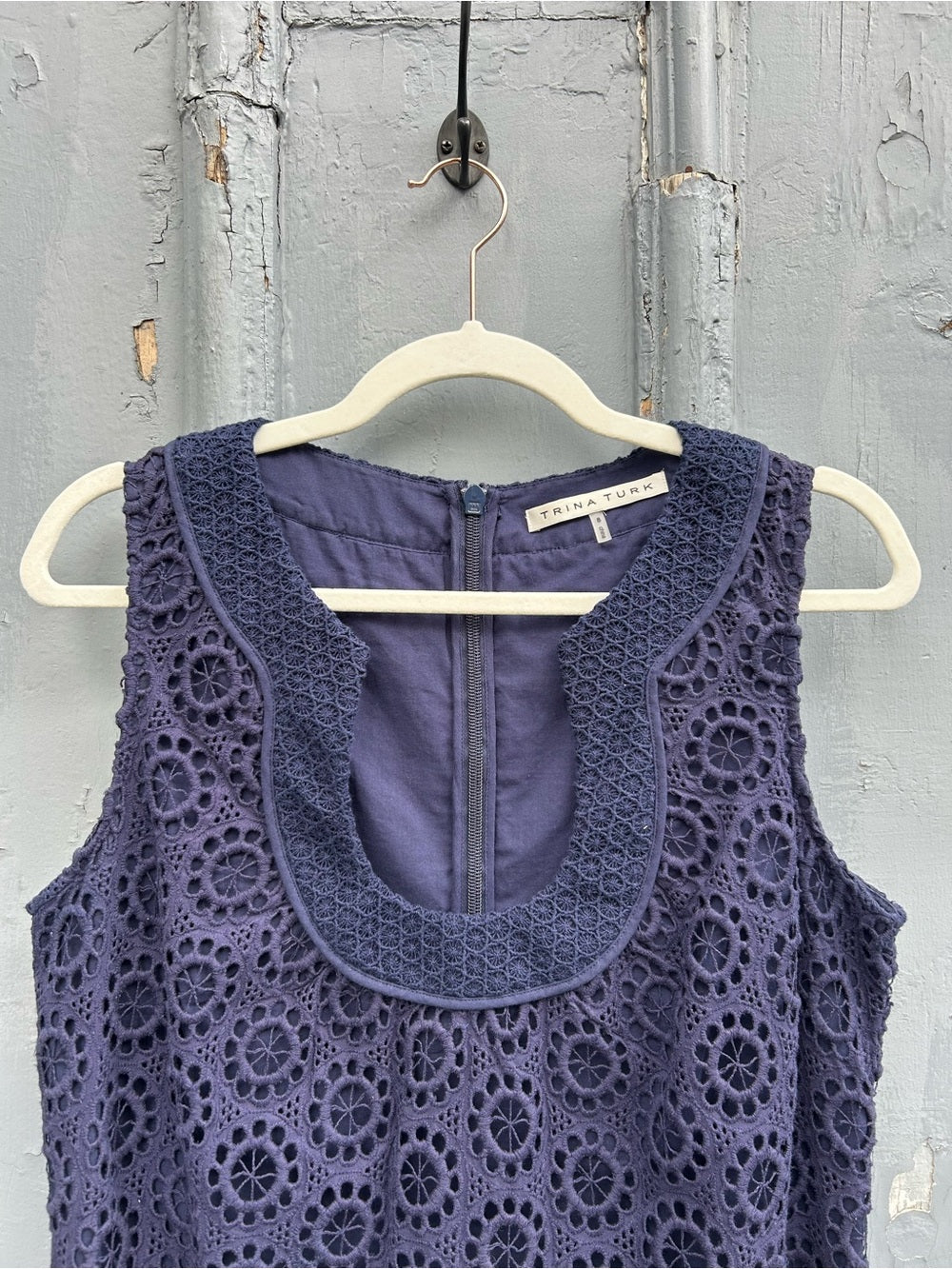 Trina Turk Navy Broderie Anglaise Shift, size 8