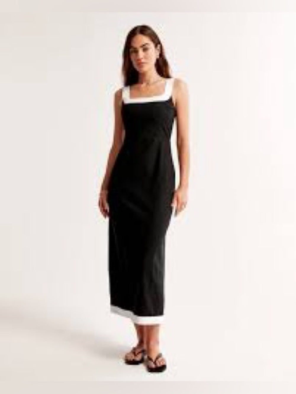 Abercrombie & Fitch Black & White Linen Cotton Smocked Dress, size XL