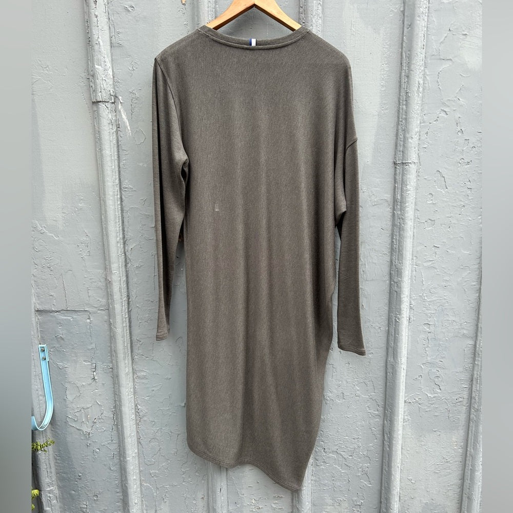 KIT & ACE Grey Wave Long Sleeve Dress, size Large