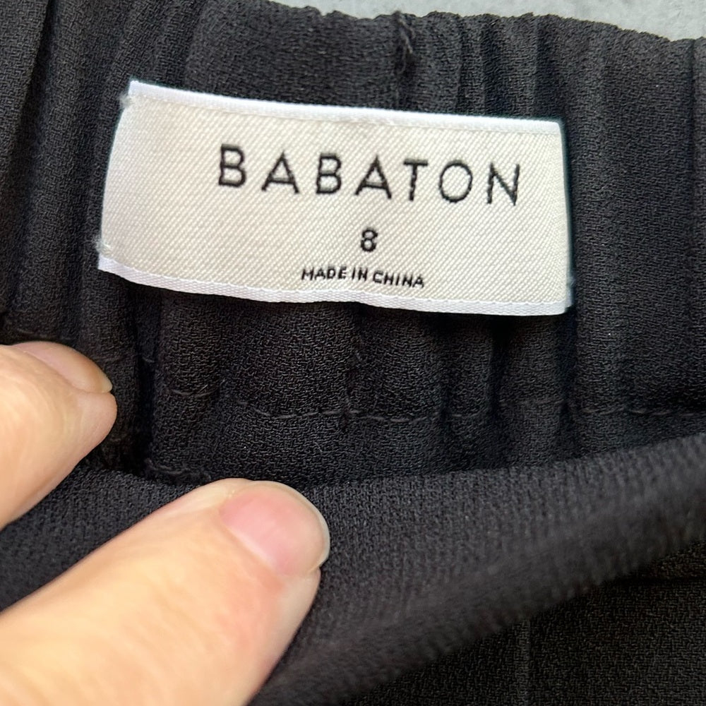 Aritzia Babaton Conan Pant in Black with White Tuxedo Stripe, size 8