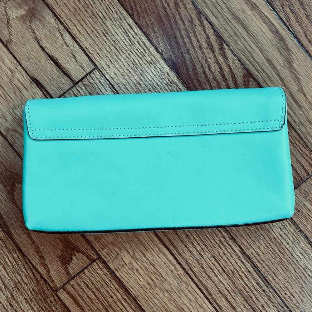 Kate Spade Montford Park Leather Keira Clutch, Giverny Blue, 9.5” x 5”x 1”