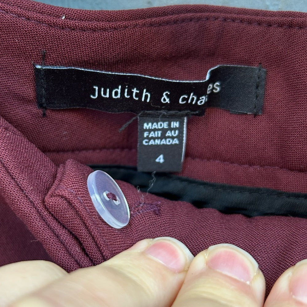 Judith & Charles Wine slim pants, size 4
