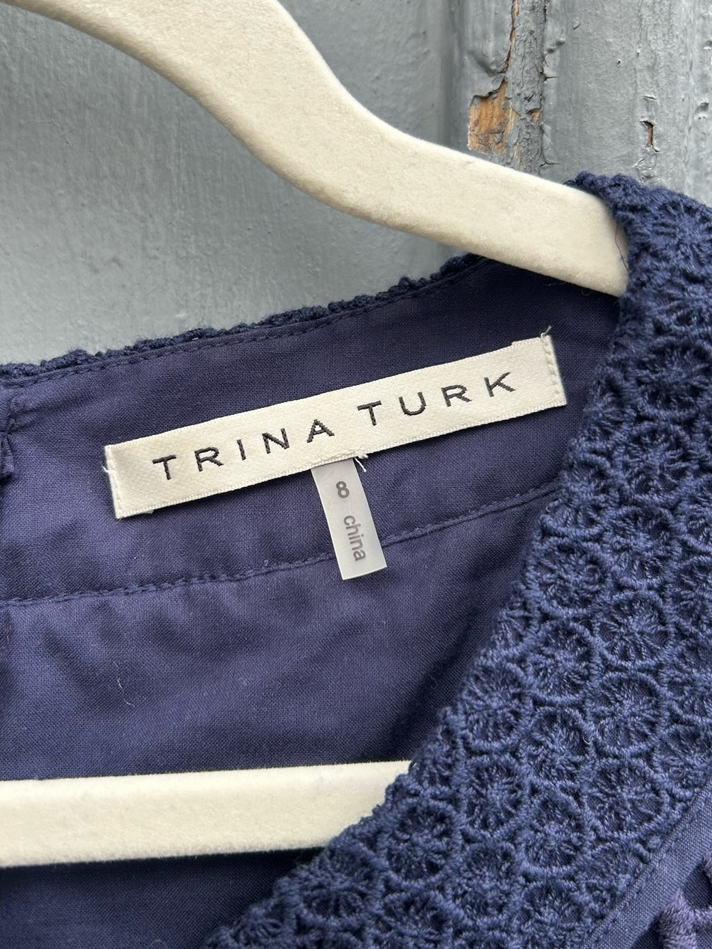 Trina Turk Navy Broderie Anglaise Shift, size 8