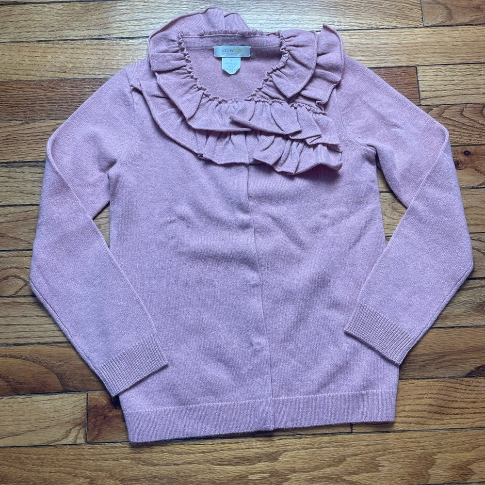 Crewcuts  (J Crew) Cashmere Ruffle Front Cardigan Sweater, size 8