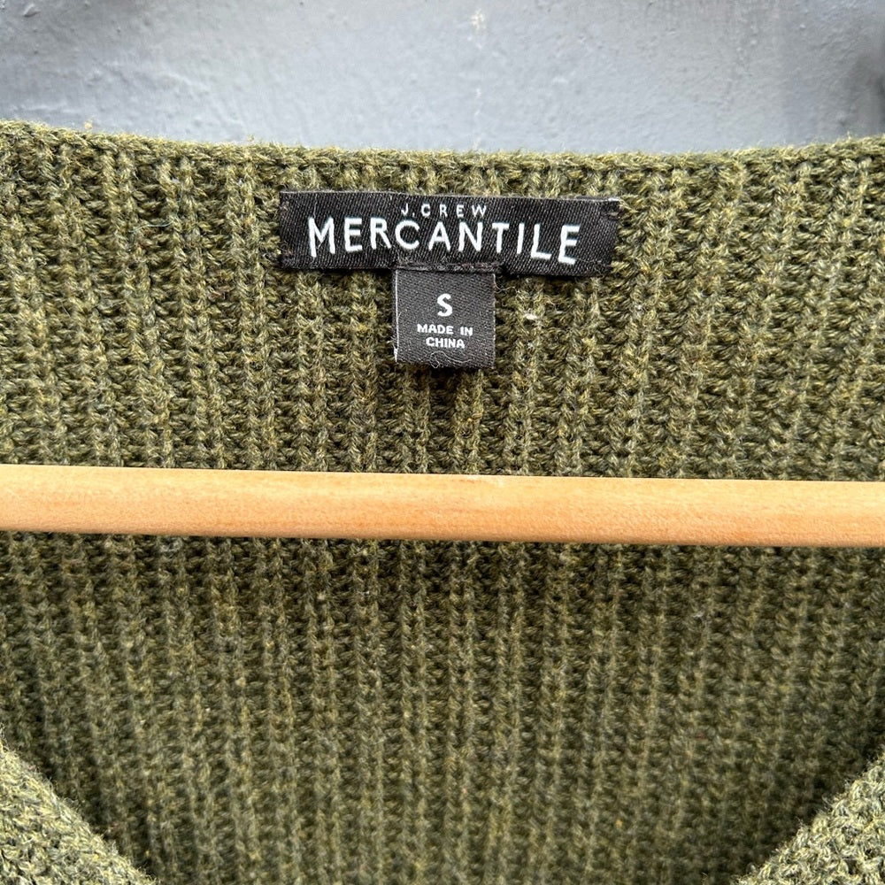J. Crew Mercantile Green Cotton V Neck, size Small