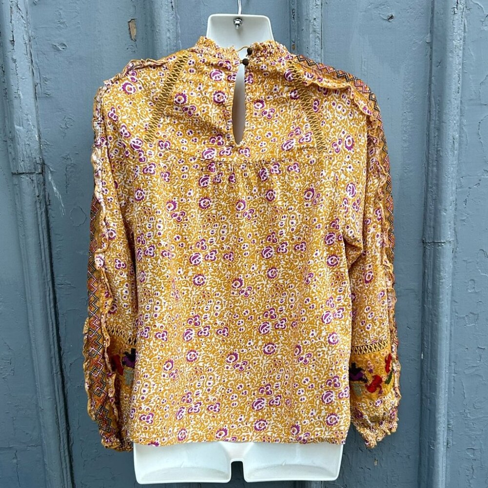 Anthropologie Maeve Goldie Embroidered Blouse, size 6