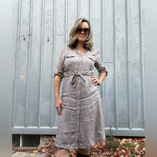Loro Piana Linen Shirt Dress, Size 48 (US 10/12)