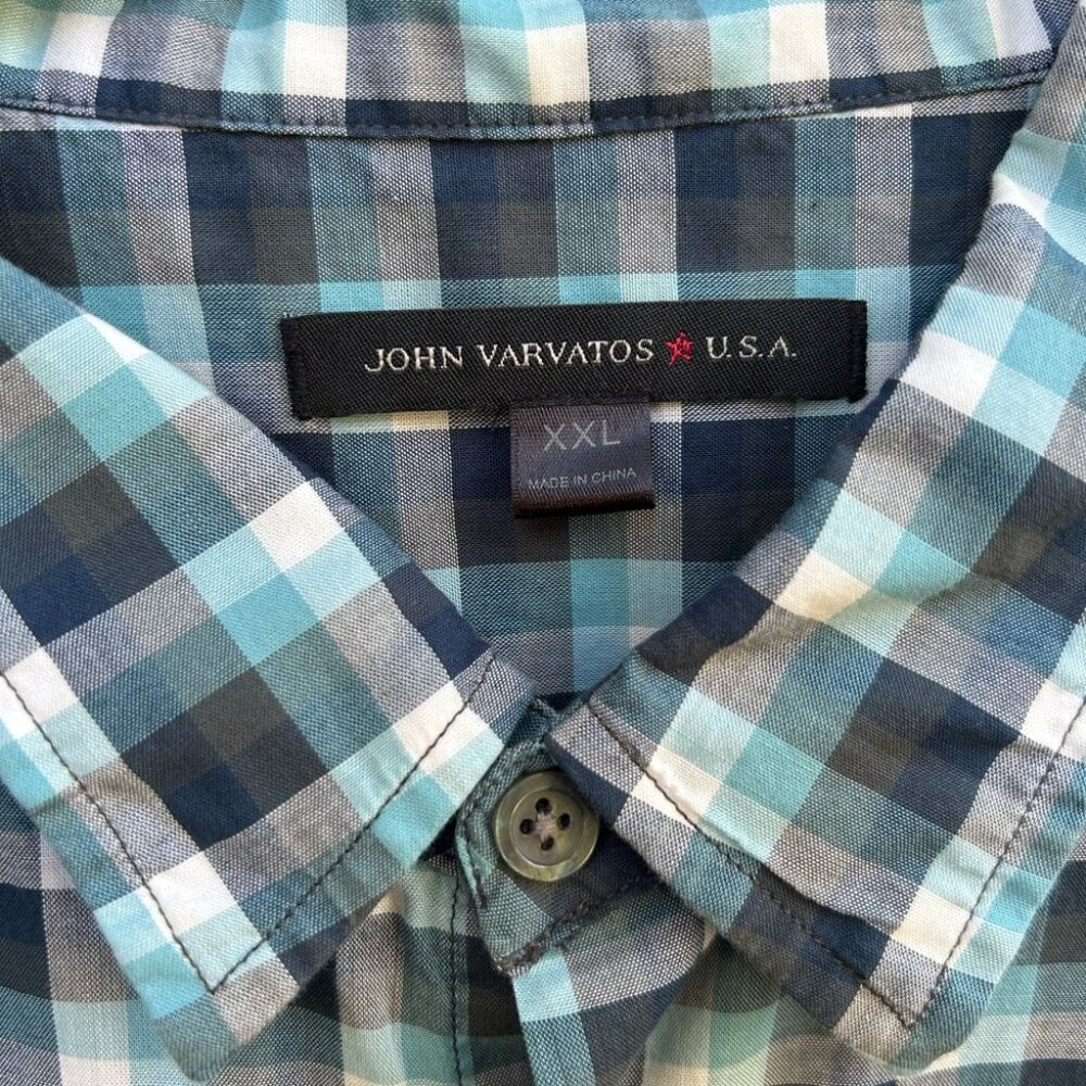 John Varvatos Plaid Check Button-down, size XXL