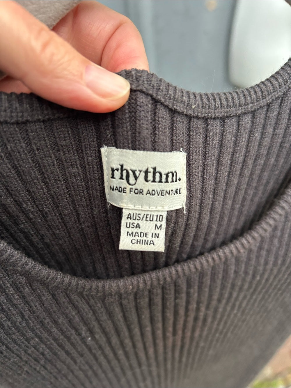 Rhythm Grey Ribbed Tank Dress, Size M