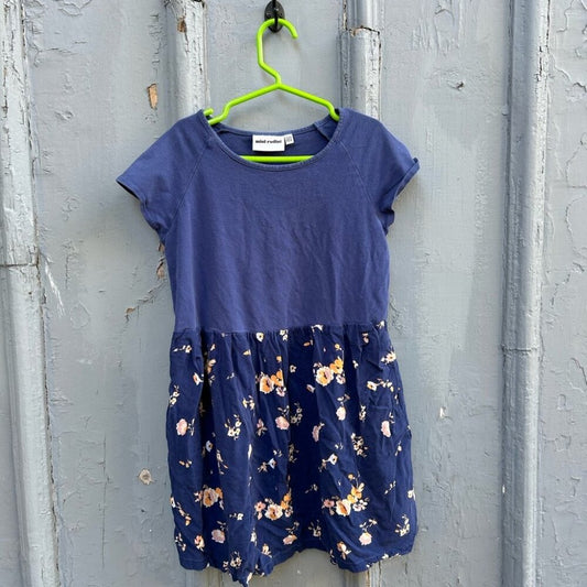 Mini Rodini Navy Floral Dress, size 8/9