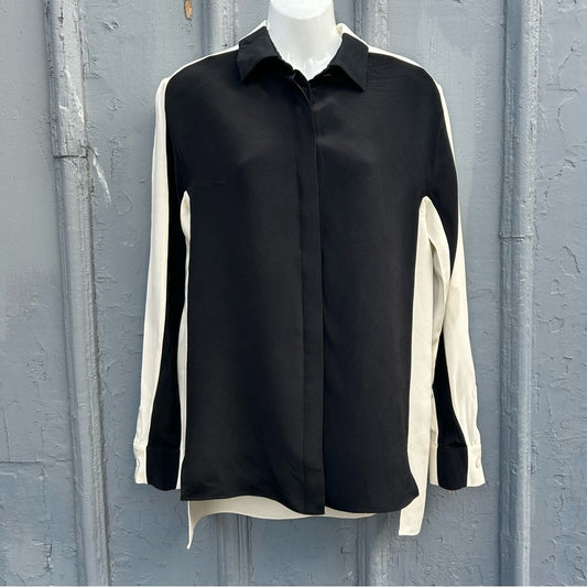 3.1 Phillip Lim Black & White Silk Tuxedo Blouse, Size Small (2)