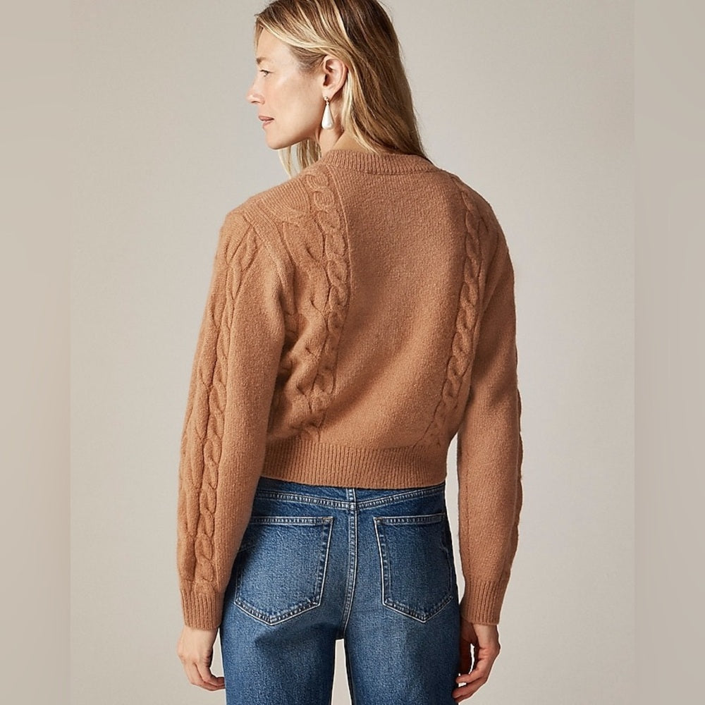 J Crew Caramel Alpaca Merino Button front Cardigan, Small