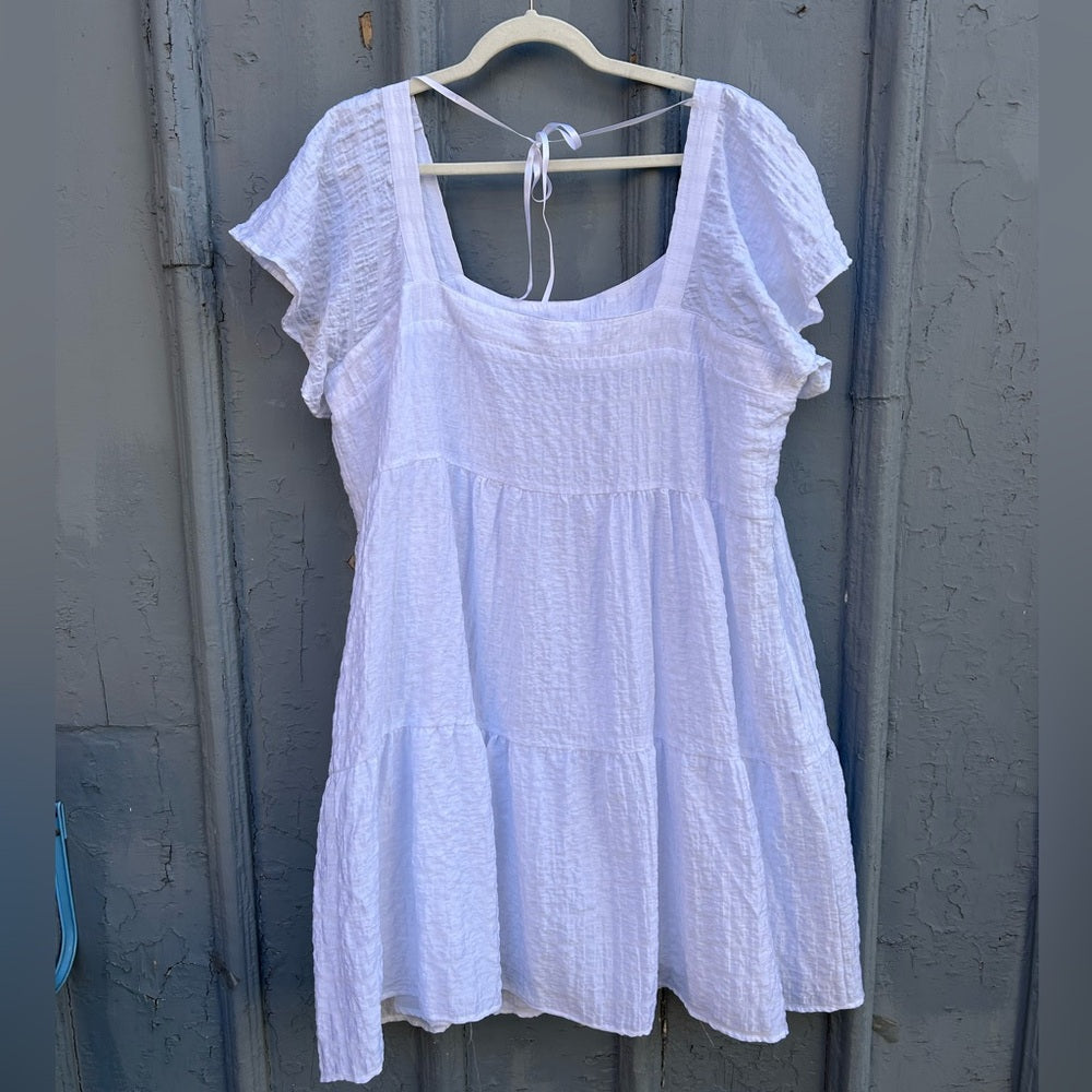 Tribal White Shift Dress, XL